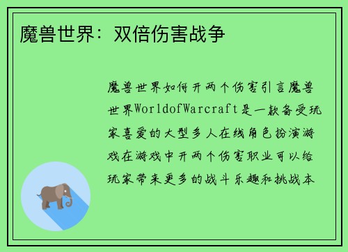 魔兽世界：双倍伤害战争